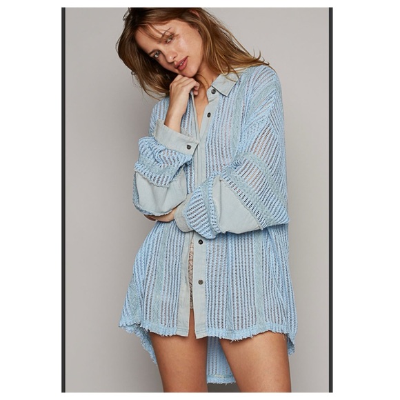 $40 start 204 LAST ONE 💜💜POL button down open weave top - Picture 4 of 5